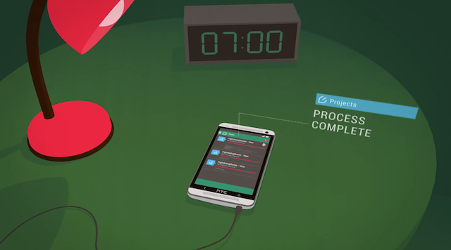 HTC Power to Give App: Smartphone auf Nachttisch