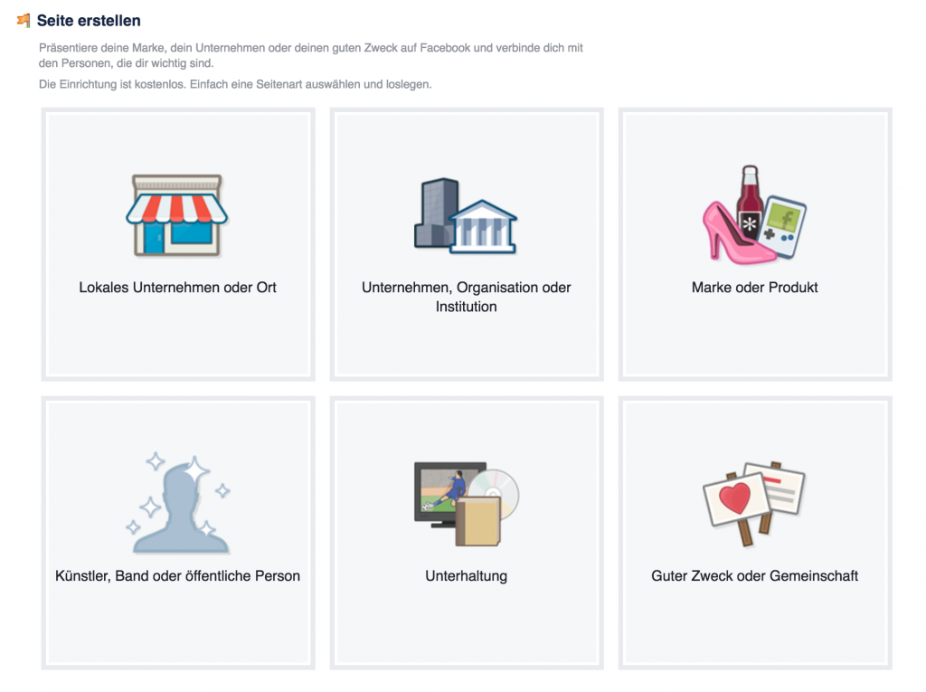 Facebook Seite erstellen